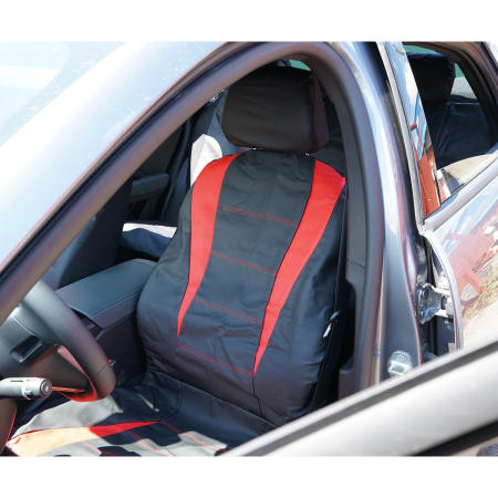 Huse scaune auto universale 8 piese, negru-rosu, piele ecologica (DISVF50) [3]