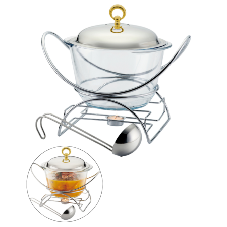 Tavi si platouri pentru servire - Incalzitor de alimente sticla si suport otel inoxidabil 4l (KB-7920)