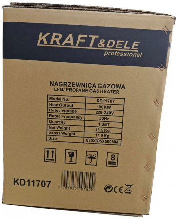 Incalzitor industrial pe gaz tun aer cald caldura 100kW + Termostat + Reductor (KD11707) [1]