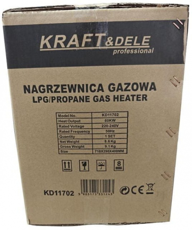 Incalzitor industrial pe gaz tun aer cald caldura 60kW + Termostat + Reductor (KD11702) [8]