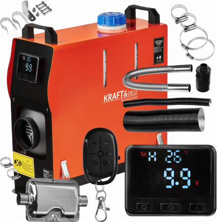 Incalzitoare arzatoare electrice / gaz / combustibil - Incalzitor pe motorina 9 kW 12V cu telecomanda si termostat pentru vehicule si spatii mici (KD11782)