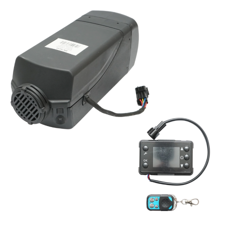 Incalzitoare arzatoare electrice / gaz / combustibil - Incalzitor stationar, sirocou 12-24V, 2KW, display LCD, cu telecomanda si bujie Kyocera DISLN95 (BK78249)