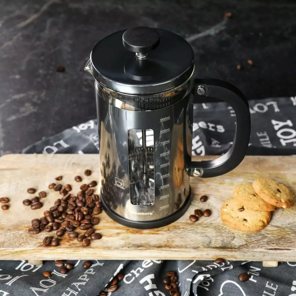 Infuzor de ceai si cafea din sticla si otel grafit 1l (KB-7704) [4]