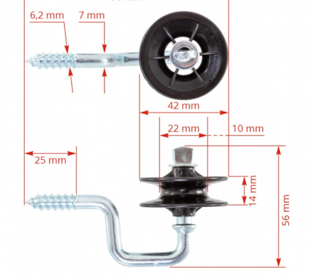 Izolator colt cu fanta rotita gard electric (AGR0106) [3]