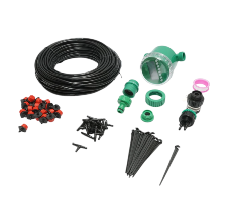 Kit complet irigare prin picurare cu furtun 25m, temporizator, duze, conectori, tije de fixare 66 piese (DISPH50) [1]