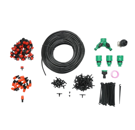 Produse noi (necategorizate) - Kit complet irigare prin picurare si pulverizare cu furtun 50m, duze, conectori, tije de fixare 201 piese (DISPH45)