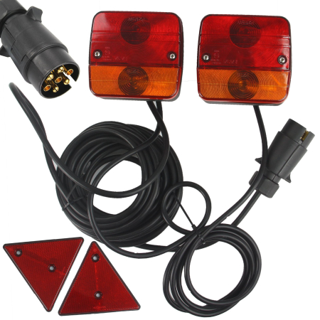 Lampa/stop auto - Kit iluminat remorca cu magnet, set lampi spate, cablu 7.5m, stecher 7 pini (M02035)