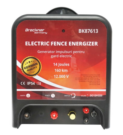 Kit pachet gard electric 14 Joule 12 220V 1000m cu kit fotovoltaic panou solar 30W baterie 12V 18Ah cutie protectie cu suport panou (BK87613-1000-30W-18Ah-Cutie) [13]