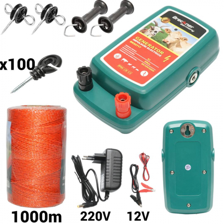 Pachete/kit-uri gard electric - Kit pachet gard electric 2 Joule 12 220V fir 1000m 100 izolatori (BK92717-1000-01)