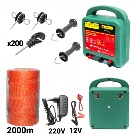 Pachete/kit-uri gard electric - Kit pachet gard electric 6.5 Joule 12 220V fir 2000m 200 izolatori (BK92718-2000-01)