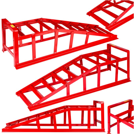 Set 2 rampe rampi auto 2T 2000kg de acces pliabile din otel per set mobile + Banca atelier 2 in 1 tip sezlong si scaun, 6 roti pivotante, cadru metalic, 150 kg  (MXRN2851+KD10764) [2]