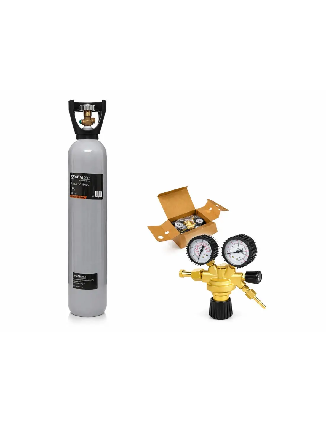 Sudura / taiere - Kit pachet sudura CO2 butelie 8L+ reductor Argon CO2 (KD1830+KD1822)