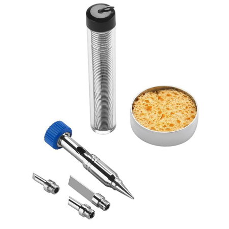 Produse noi (necategorizate) - Kit pistol de lipit cositorit fludor cu gaz 1300°C 12ml + accesorii (KD1792)