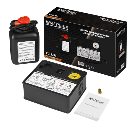 Altele - Kit reparare anvelope cu compresor 12V si lichid etansant 450 ml (KD12703)