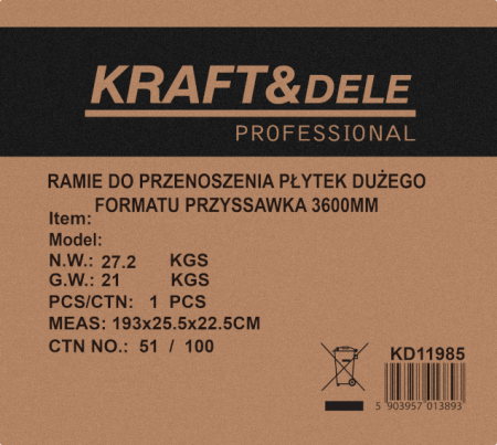 Kit transport placi ceramice format mare 3600 mm cu 6 ventuze 150 kg (KD11985) [13]