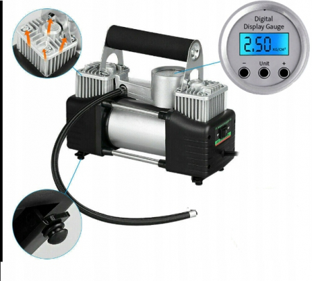 Set compresor auto 12V 2 cilindri display digital (CP-1015) [1]