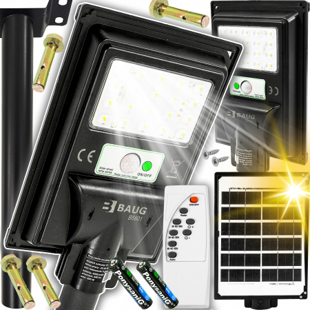 Sursa lumina - Lampa LED solara exterior 200W cu senzor telecomanda baterie 4Ah + suport (B5801)