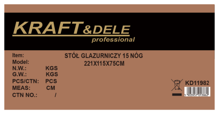 Masa placi ceramice 221x115x75cm 15 picioare pliabila aluminiu capacitate 1500kg (KD11982) [9]