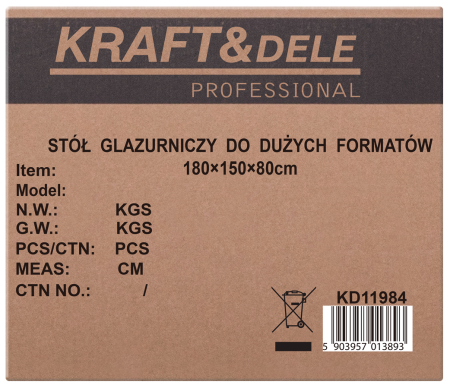 Masa profesionala pentru prelucrare gresie cu 4 picioare, 250 kg, 180 x 150 x 80cm (KD11984) [1]