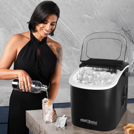 Masina aparat de facut gheata, 28x11.5x0 cm 220V 1.2 Litri, Economica, agent frigorific modern R600A, Negru (KD4124) [11]