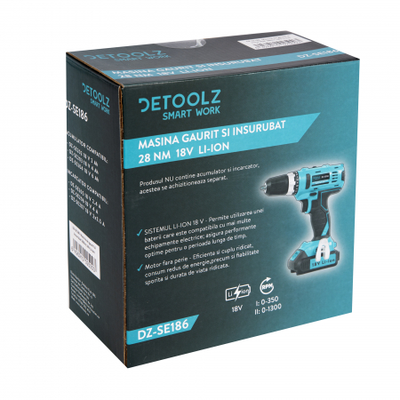 Masina Aparat de gaurit insurubat Bormasina 18V 28Nm 2 baterii acumulator (DZ-SE186+) [10]