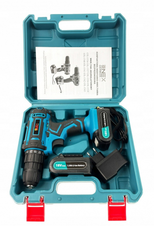 Masina, Aparat de gaurit, insurubat, Bormasina, Autofiletanta cu acumulator 18V 2 baterii 2ah (OX-1539) [1]