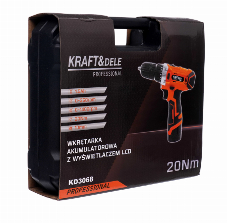 Masina, Aparat de gaurit, insurubat, Bormasina Autofiletanta cu baterii acumulator 12V 1.5Ah LCD (KD3068) [9]