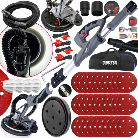 Masina, aparat slefuit pereti 1700W + 30xdisc + 4xmasca + acesorii 225mm extensibil girafa lumina LED (MP0016) [0]
