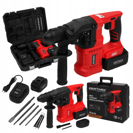 Produse noi (necategorizate) - Masina ciocan de gaurit cu percutie rotopercutor 21V, 3.5J, 2 x 4Ah, SDS valiza (KD3190)