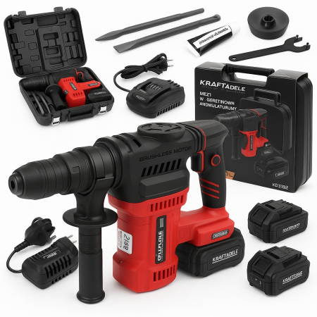 Produse noi (necategorizate) - Masina ciocan de gaurit cu percutie rotopercutor 21V, 7.5J, 2 x 4Ah, SDS valiza (KD3193)