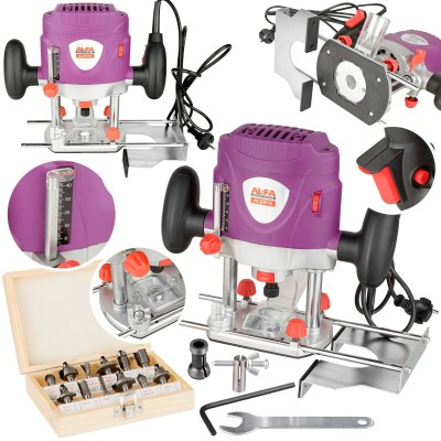 Aparat frezat / taiat - Masina de aparat frezat electric 1800 W feza cu ax superior verticala cu ghidaj +set freze (ALER18)