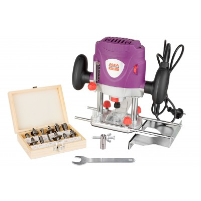 Masina de aparat frezat electric 1800 W feza cu ax superior verticala cu ghidaj +set freze (ALER18) [1]
