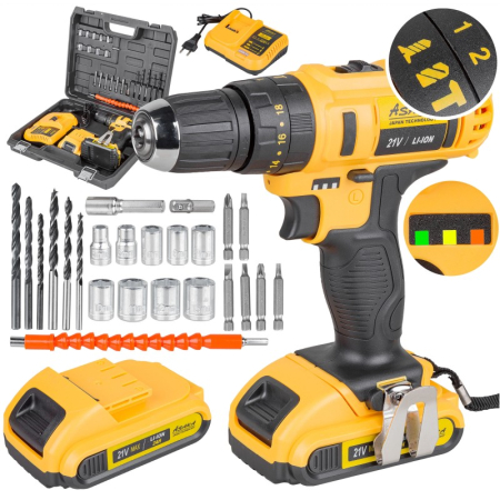 Aparat de mana - Masina de gaurit, insurubat, bormasina,  fara fir pe baterie de 21v cu functie de impact si iluminare LED (ASCD-21VL)