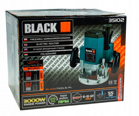 Masina frezat 3000W 6-8-12mm + 12 freze aparat freza electrica (35102) [1]