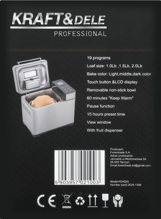 Masina paine 800W cu 19 programe si capacitate 1000 g cu afisaj LCD (KD4220) [5]