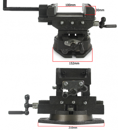 Menghina cu reglare in cruce rotativa 100mm, transversal, 2 axe de ghidare (M36090) [8]