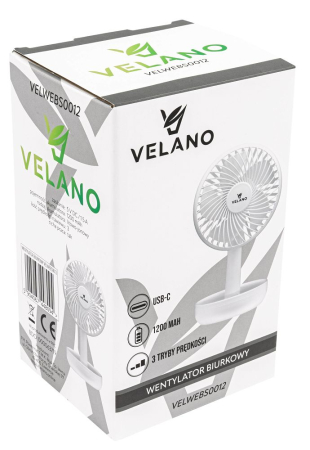 Mini ventilator portabil cu acumulator USB 1200mAh 3 viteze si inclinare reglabila (VELWEBS0012) [14]