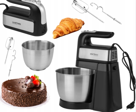 Produse noi (necategorizate) - Mixer de mana detasabil cu bol 4.5L 5 trepte + TURBO 1000 W (KD4141)