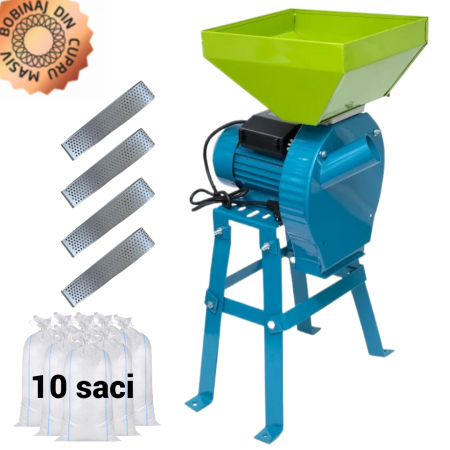 Scule electrice - Moara electrica 4200W 4.2kW + suport metalic 4 site 10 saci cereale uruiala boaba cuva mare (BRM00996++)