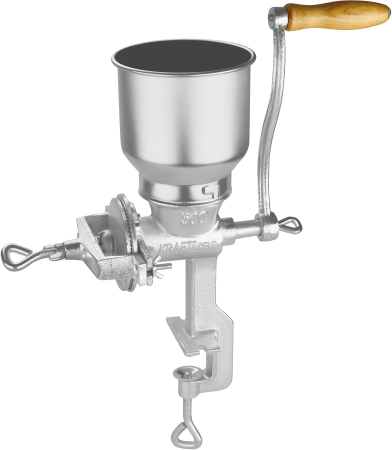 Ustensile bucatarie - Moara manuala pentru cereale din fonta cu reglaj macinare si prindere pe masa (KD4188)