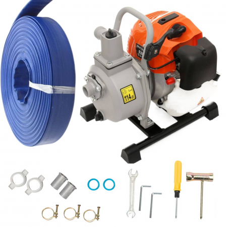 Pompa apa - Motopompa pe benzina 2CP 2 timpi 1 tol + furtun 20m (KD5060+20M)