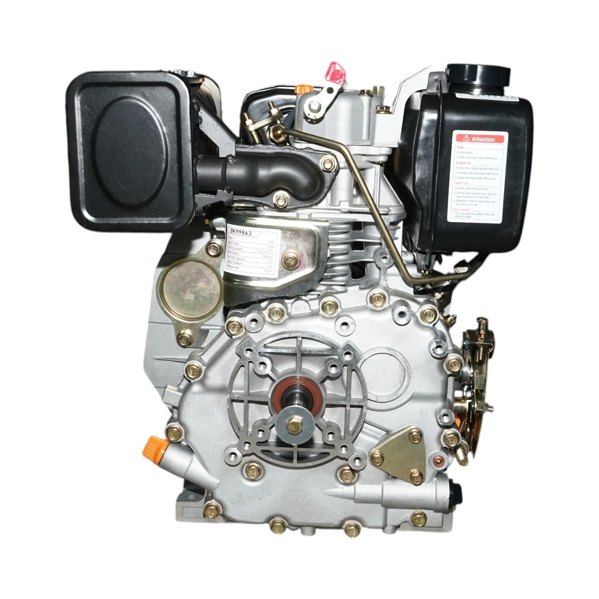 Motor diesel 10CP 186F, 418cc, turatie 3600rpm, ax rotund filetat 25.4mm, pornire sfoara DISUN08 (BK99864) [3]