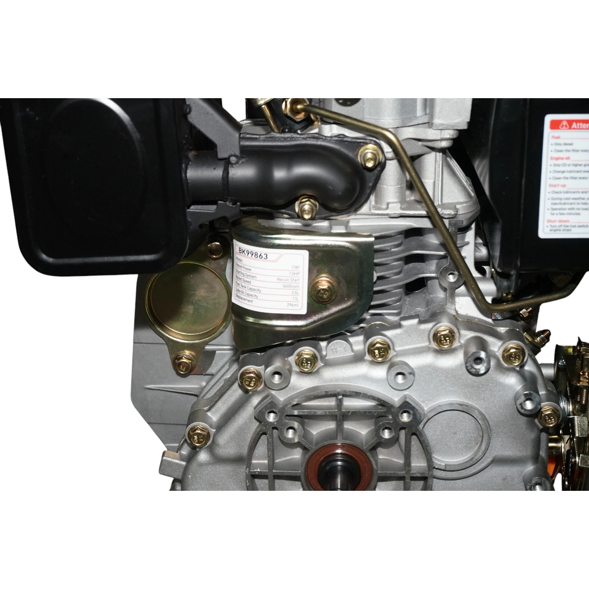 Motor diesel 7CP 178F, 296cc, turatie 3600rpm, ax rotund filetat 19.05mm, pornire sfoara DISUN07 (BK99863) [4]