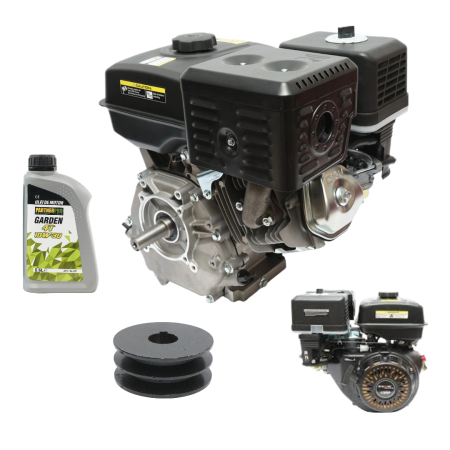 Generatoare si motoare - Motor pe benzina 13CP + fulie dubla ax cu pana 25mm + ulei 4 timpi DISGM23 (BK19819+F+U)
