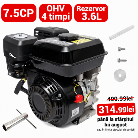 Motoare benzina - Motor pe benzina 4 timpi 7.5CP ax 20mm (GE7.5CP)