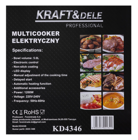 Multicooker electric 5 L, 1200 W, bol antiaderent, afisaj LED (KD4346) [14]