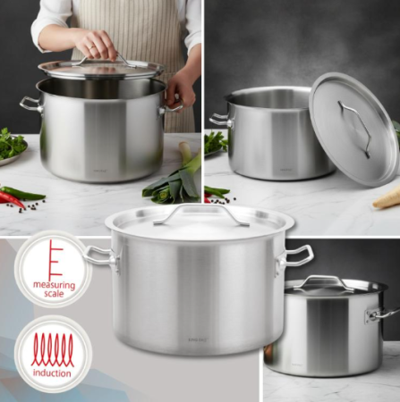 Oala catering inox 17L 32 cm cu capac si fund multistrat pentru inductie (KH-2023) [3]