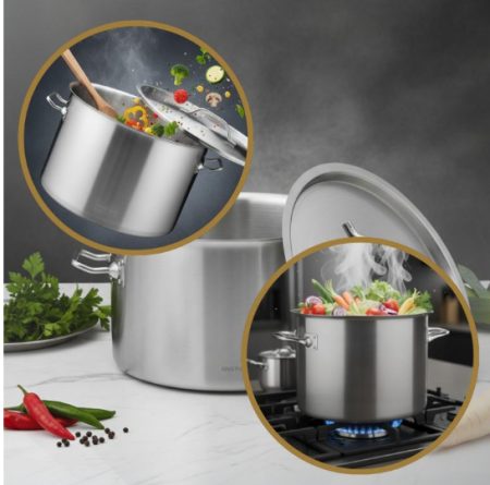 Oala catering inox 17L 32 cm cu capac si fund multistrat pentru inductie (KH-2023) [7]