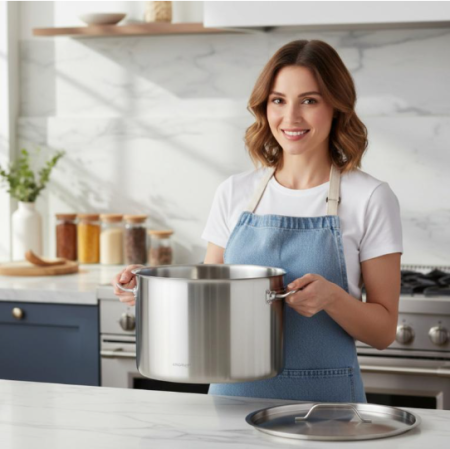 Oala catering inox 17L 32 cm cu capac si fund multistrat pentru inductie (KH-2023) [5]
