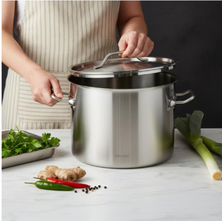 Oala catering inox 17L 32 cm cu capac si fund multistrat pentru inductie (KH-2023) [6]